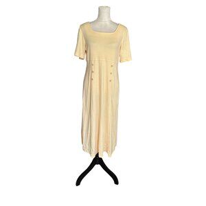Vintage Coldwater Creek Womens Square Neck Midi Peasant Dress Yellow Cottagecore